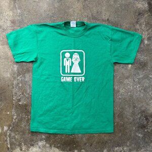 Vintage Game Over Graphic Tee Mens Medium y2k Funny Saying Short Sleeve Shirt